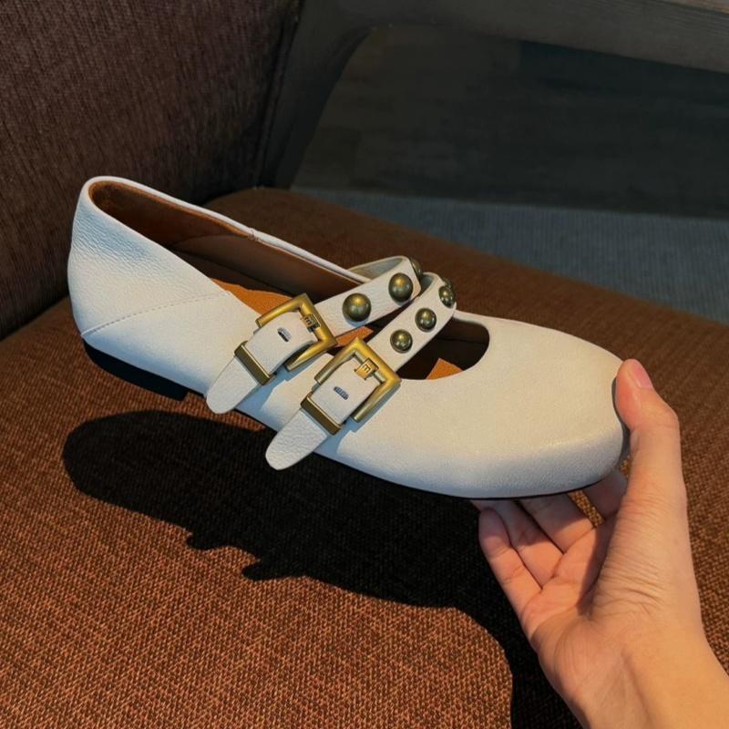Fashion Fashion Buckle Women Flats Shoes 2025 Mary Janes Female Shallow Footwear Round Toe Elegant Casual Soft Hight Increased Shoes