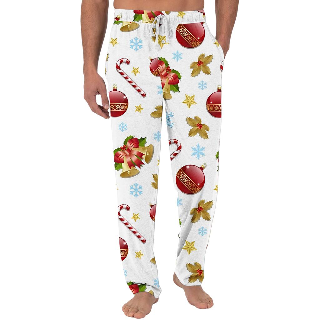 Men's Christmas-Printed Pocket & Sleep Pants | Soft Cotton Blend, Elastic Waist