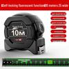5m/10m Self-Locking Fluorescent Tape Measure, High Precision Stainless Steel, Wear-Resistant, Black & Gold, Thickened Casing