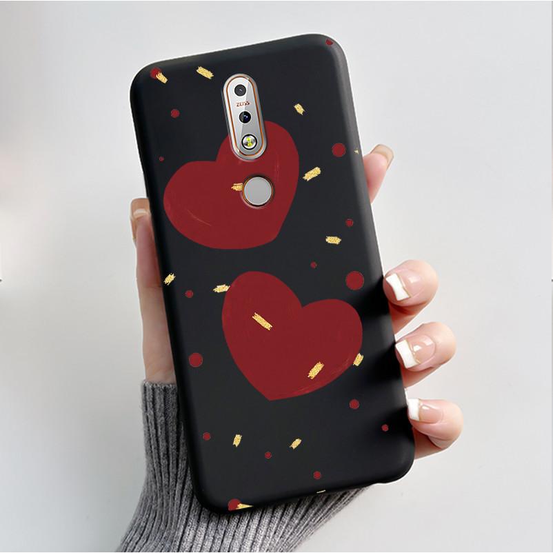 Printing Pattern Case For Nokia 7.1/Nokia 7 Plus Fundas Nokia7 Cover Soft Silicone Black Shell Cute Flower Cartoon Casing Coque
