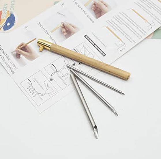 pico Embroidery Punch Needle Set of 3 with Threader Adjustable Handmade Crafts Free Stitch DIY Yarn dot. (2.5mm, 3.5mm, 5.0mm)