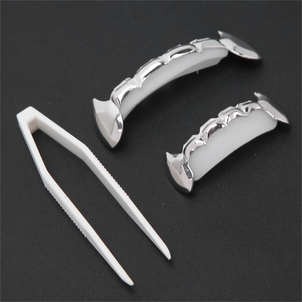 Hip Hop False Teeth Set Reusable Unfading Copper Halloween Festival Teeth Decoration Brace
