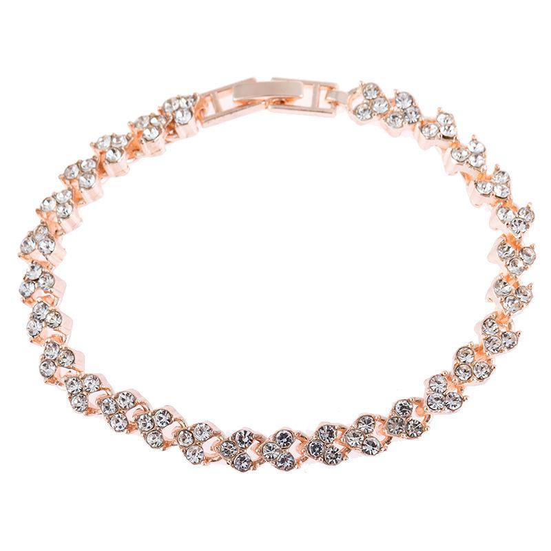 Minimalist European & American Full Diamond Crystal Roman Bracelet for Women In Silver Zircon
