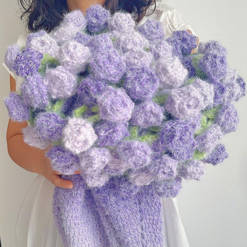 Colorful Rose Blanket Home Decorations Soft Blanket for Bedroom Flower Bouquet Blanket Handmade Birthday Christmas New Year Gift