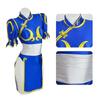 Street Fighte Chun-Li Cosplay Costumes Bule Swimsuit Cheongsam Party Fancy Dress for Womens
