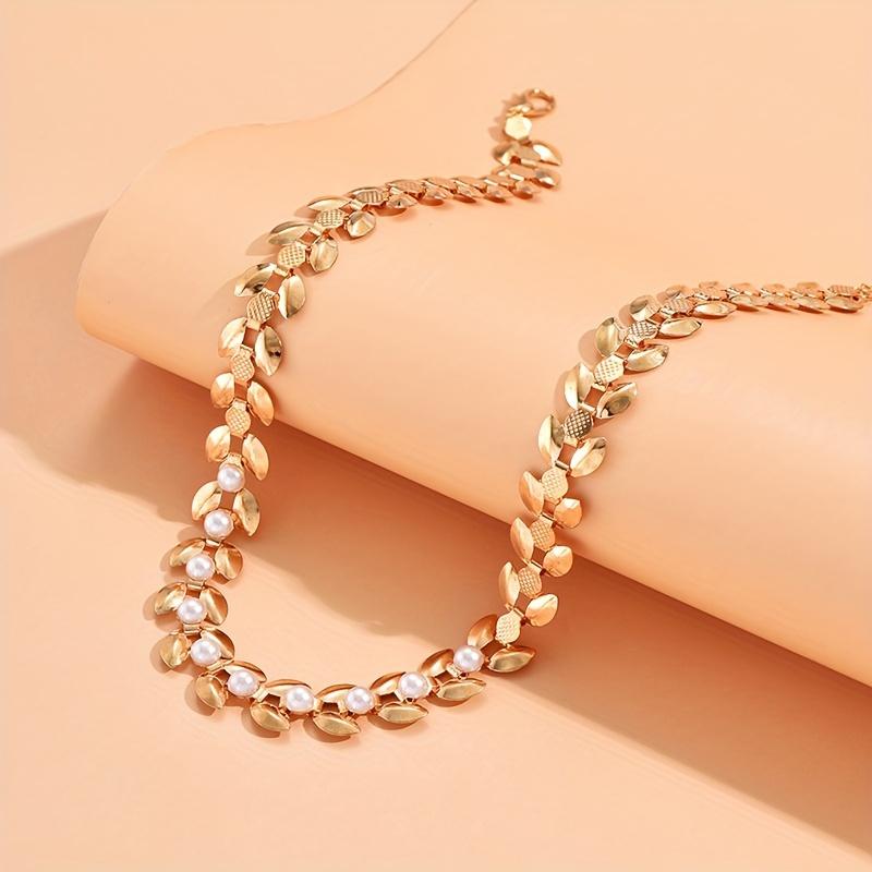 1pc Golden Wheat Ear Shaped Necklace for Women – Fashionable High-End Collarbone Chain, Elegant Daily & Party Jewelry Gift