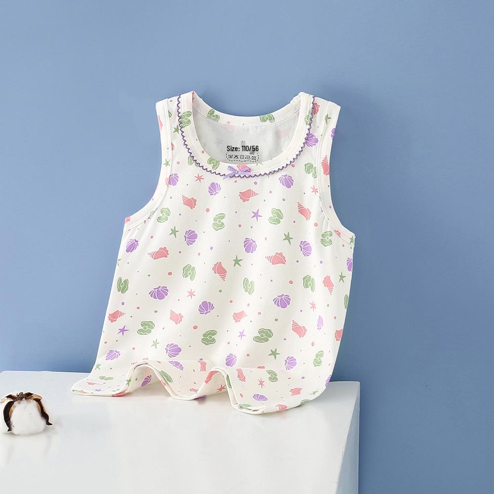Summer Kids' Cotton Spaghetti Strap Vest - Colorful Base Layer for Boys and Girls