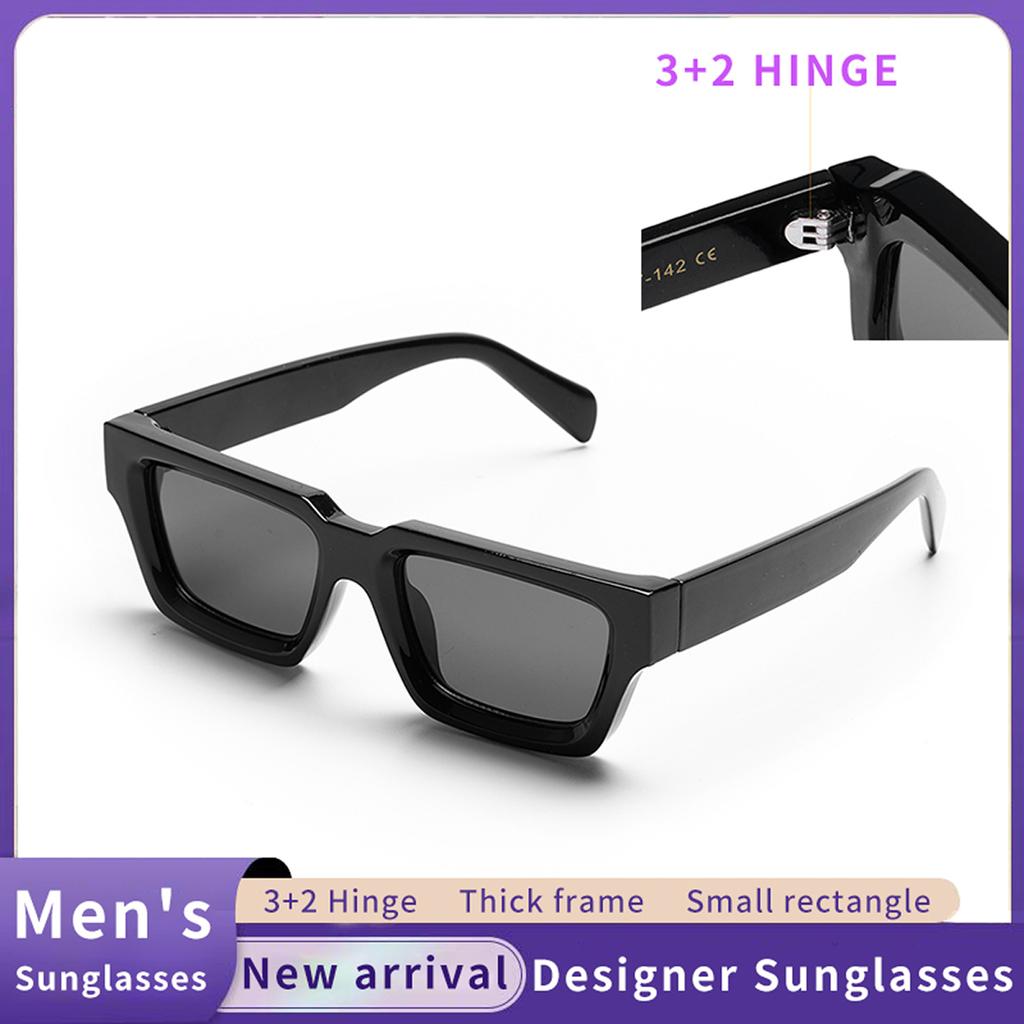 Ruiao fashion black small rectangular thick frame sunglasses for men and women rectangular summer wear shades