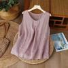 Women's Summer Elegant and Slimming Cotton-Linen Embroidered Sleeveless Tank Top—Perfect for Layering or Wearing On Its Own