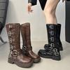 Long Boots Women's Fashion But Knee Western Cowboy Boots Thick Heel Retro Knight Boots Polished Punk Motorcycle Boots