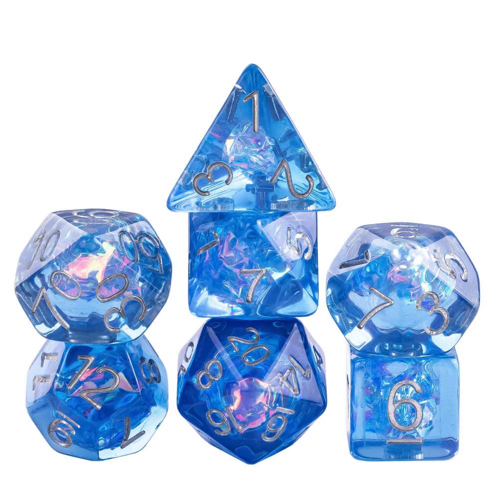 Cusdie Matte/Bright DnD Dice Set Flash Paper D4 D6 D8 D10 D% D12 D20 Polyhedral Dice for D&D Tabletop Role Playing Board Games