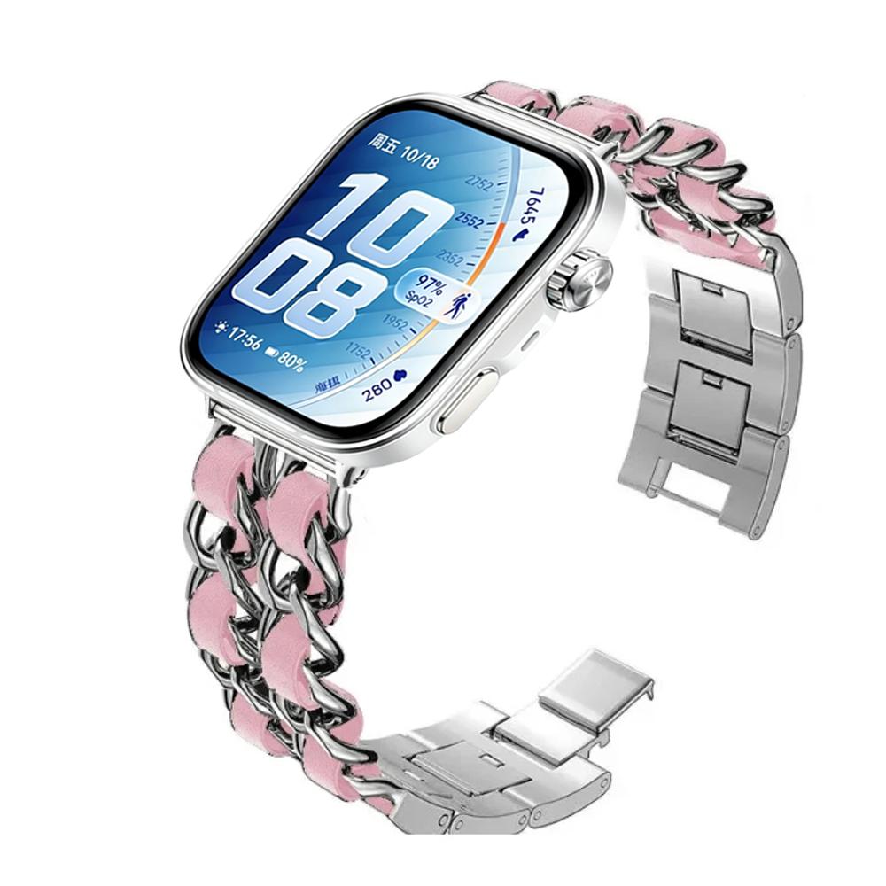 Metall+Leder Armband für Huawei Watch Fit 2 3 4 4Pro 5 5pro Bequemes Ersatz-Armband Zubehör für Huawei Watch Fit5 Fit4 Pro Fit3 Fit2 Band