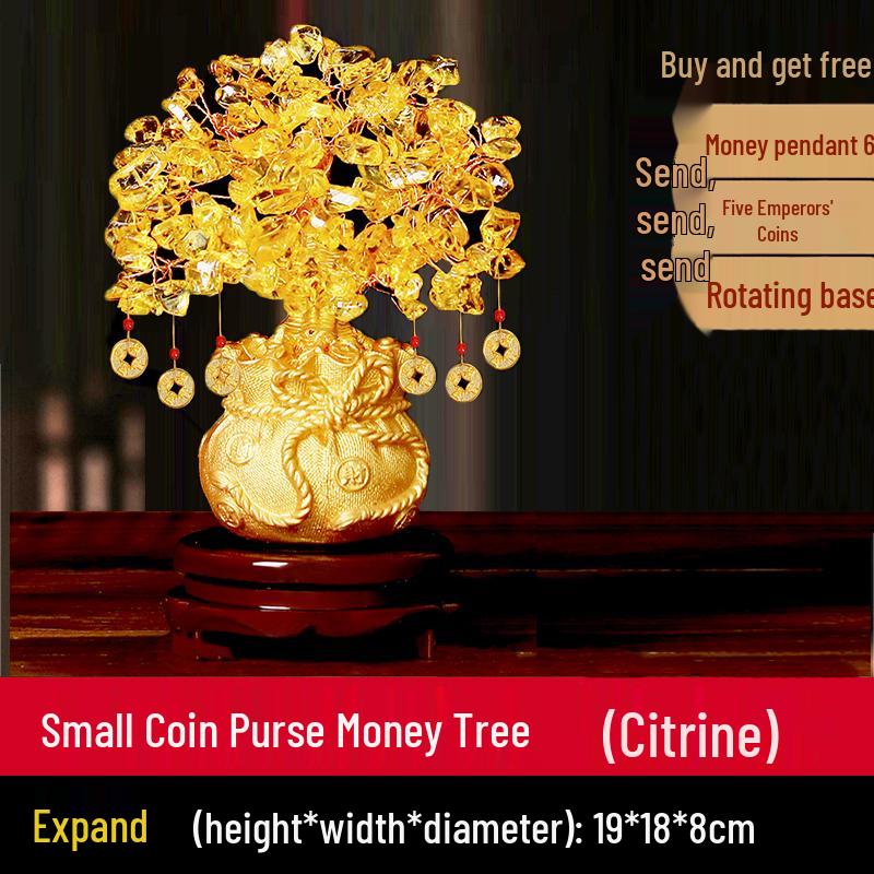 Citrine Money Tree Ornament - Home Decoration for Living Room, Housewarming, New Year, or New Home Opening Gift