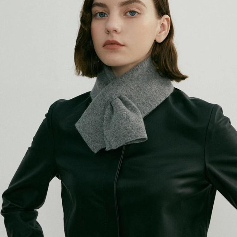 Color Block Cross Scarf Cashmere Like Knit Warm Versatile Student Neck Warmer