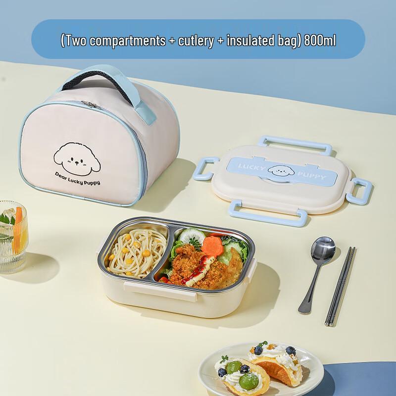 Redpa 850ml Insulated Lunch Box with Blue Dog Design