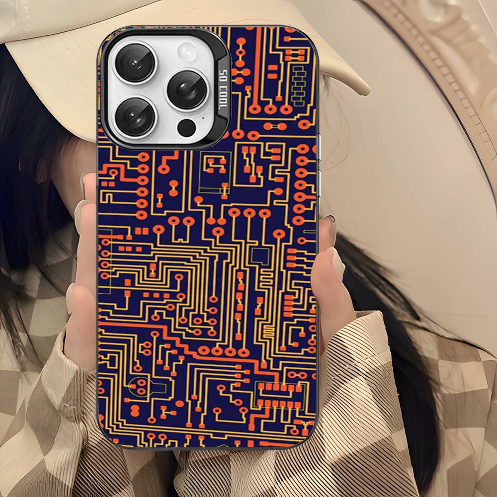 

Чехол для телефона с рисунком печатной платы Для IPhone 17 16 Plus Pro Max 15 14 13 12 11 Матовые Цветные Чехлы iPhone 12pro max