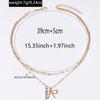 Fashion simple alloy bow pendant necklace light luxury niche multi-layer stacked bead chain necklace