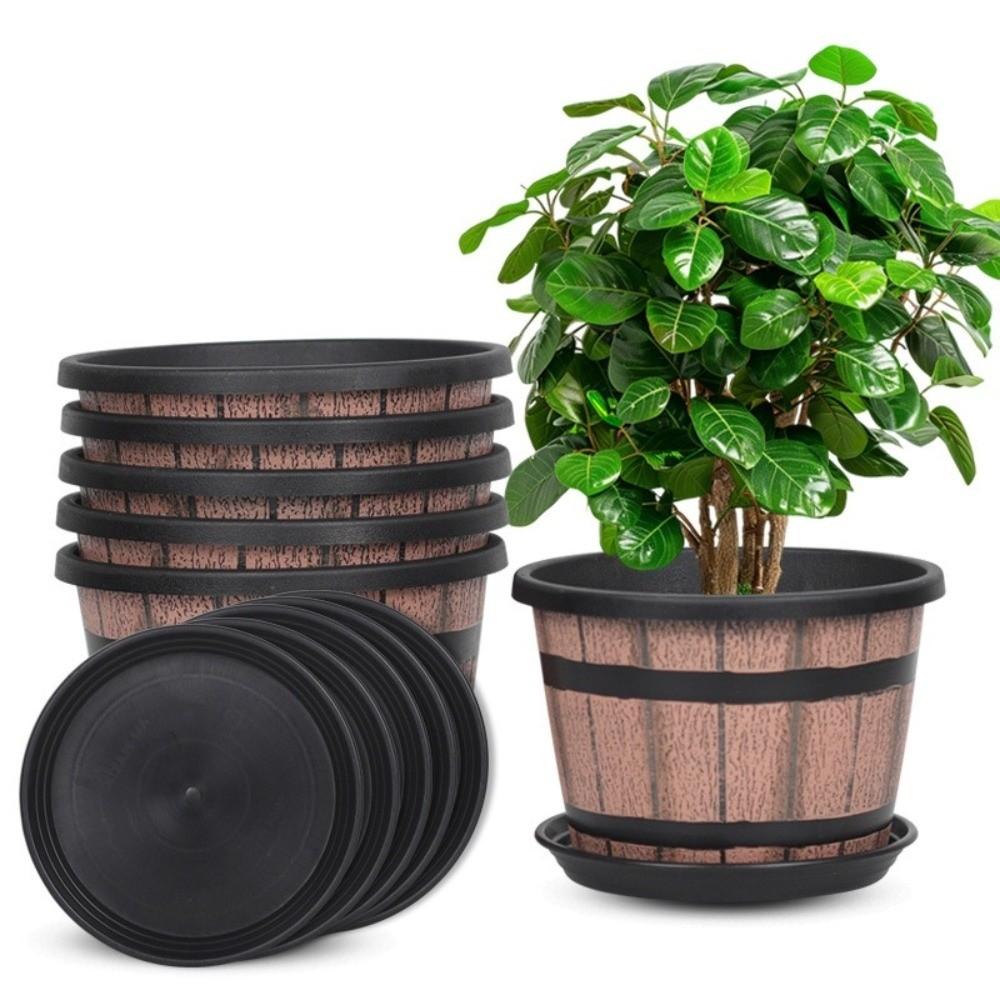 Round Plastic Barrel Flowerpot Thickened Drainage Hole Garden Flower Pot Corrosion-Resistant Crack Resistant Flower Bucket