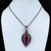 Im Labor hergestellter Rubin, Mondstein, Edelstein, reiner Kupferdraht, umwickelt, handgefertigter Designer-Anhänger, Schmuck, Geschenk für Frau