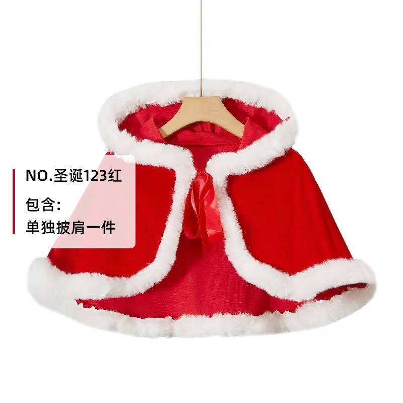 Nový vánoční kostým Červené Karkulky Roztomilý vánoční set Novoroční sladké šaty na kšandy