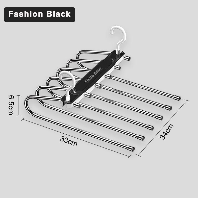 6 in 1 Pants Hanger Multi-functional Foldable Holder Closet Organizer Trouser Storage Stainless Steel Adjustable Clothes Rack