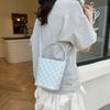 Rhombus Embroidery Thread Small Bag Women's New Summer Popular Versatile Chain Messenger Bag Exquisite Bucket Bag
