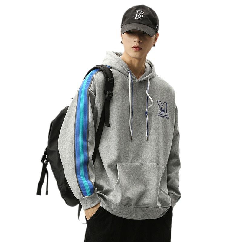 Осенний свитер с капюшоном мужской свободного кроя большого размера модный топ с принтом — фото 6