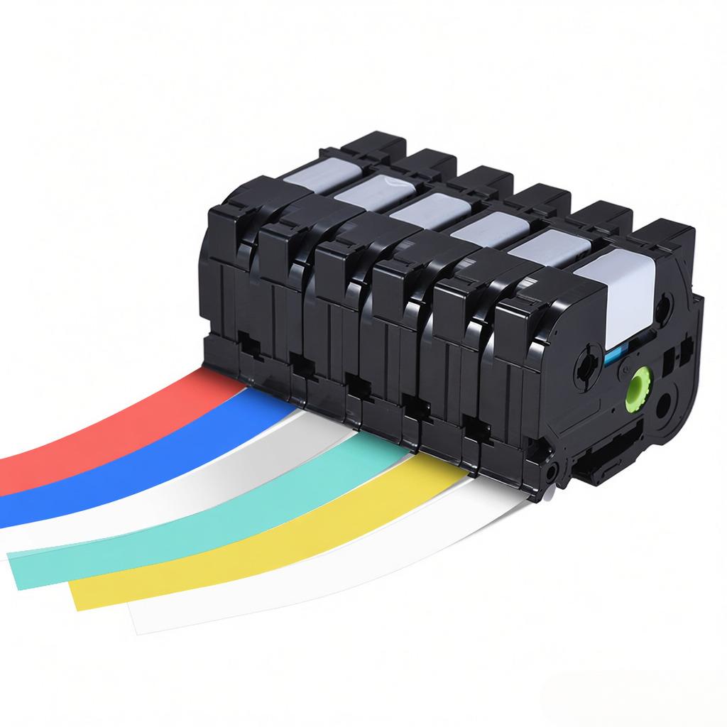 5pcs Laminated Label Tape Black On White Compatible for Brother P Touch Label Printer PT 1010 PT 2100 PT 18R PT E200 PT 9500 12mm * 8m