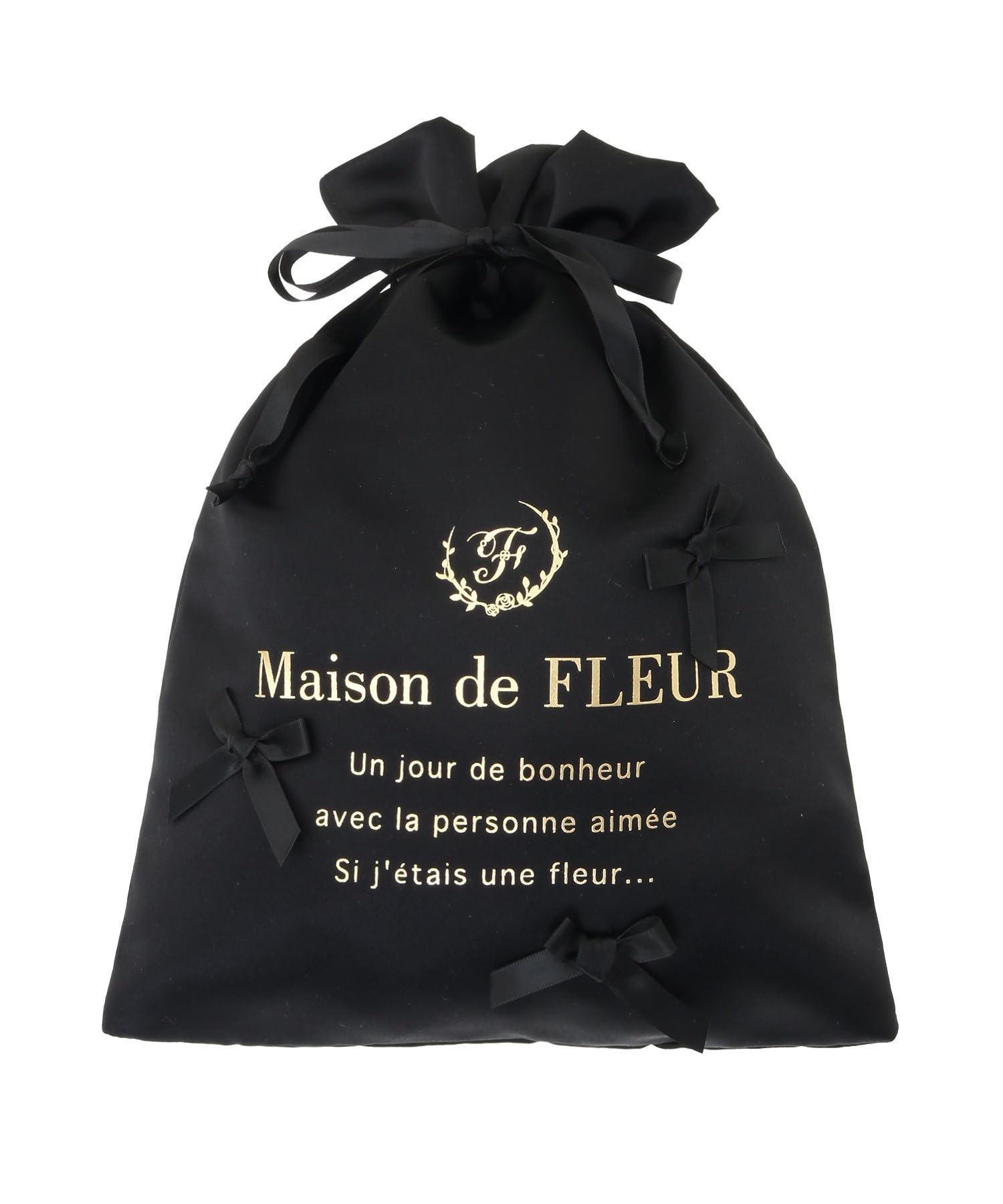 

de Pouches and Drawstring Bags EC Exclusive Drawstring Bag for Black [Maison Fleur] Women, чорний