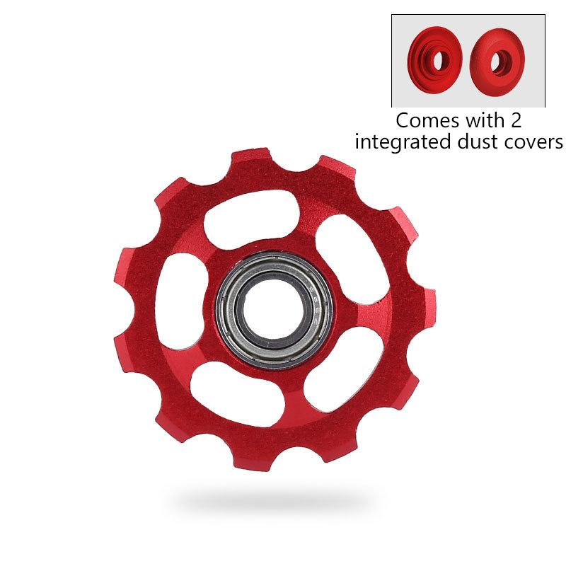 

11T Колесо заднего переключателя велосипеда Керамический подшипник Шкив Al7075 Ролик-натяжитель для шоссейного велосипеда красный