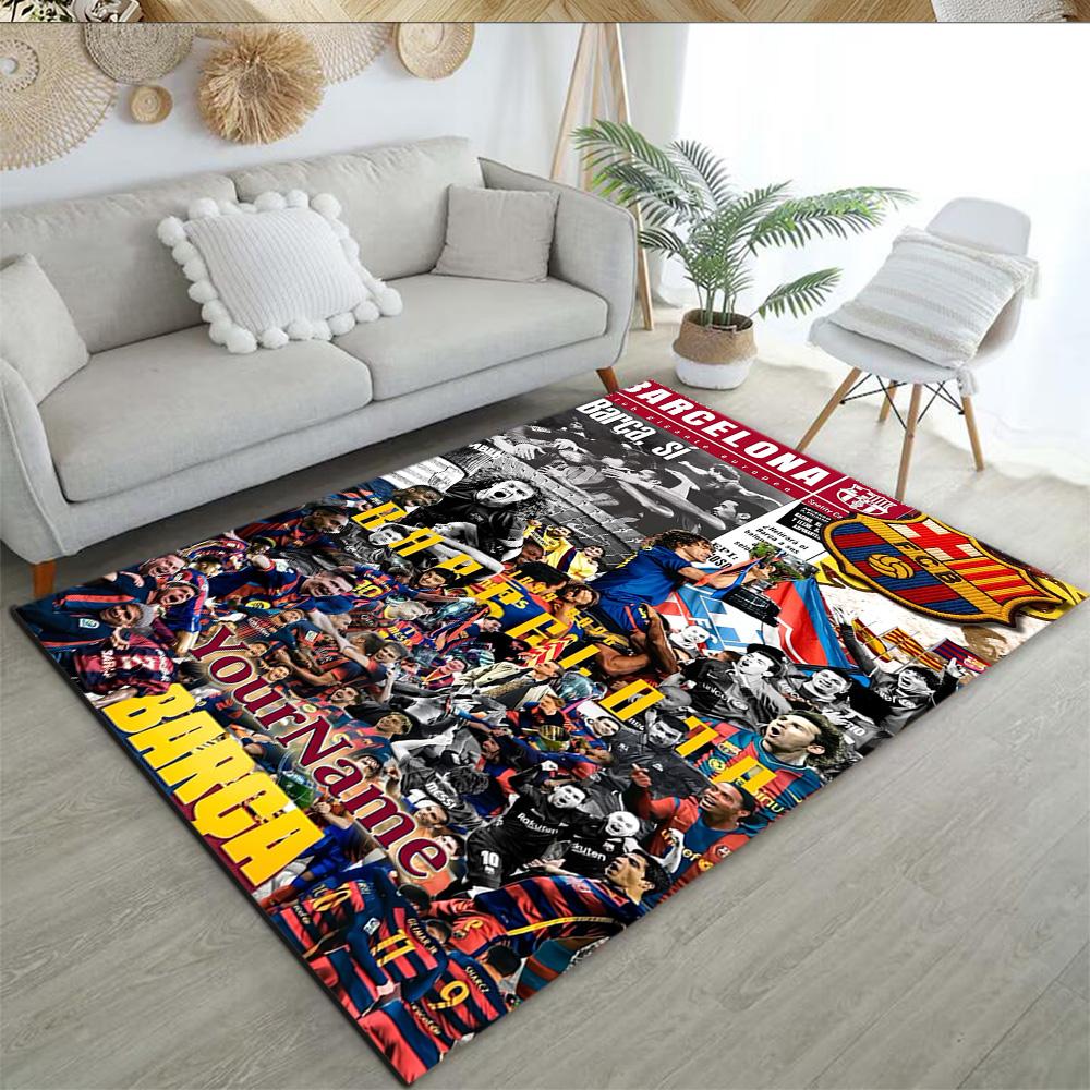 FC Barcelona personalisierter Namens-Teppich Perfekt für Esszimmer im Freien Eingangsbereich Flur Rutschfester Teppich Büros Dekorieren Hochzeitsfeier Geschenk