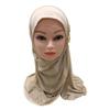 Elastic Children Hijabs Solid Flowers Head Islamic Scarf Shawls  2 To 7 Years Girls