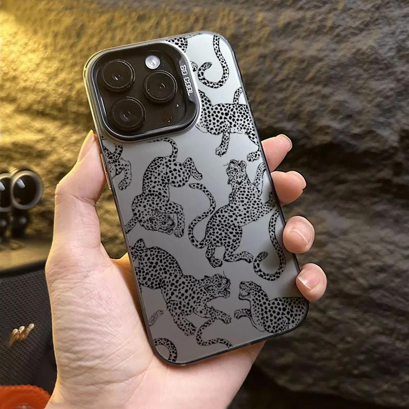 Black And Pink Leopard Print Phone Case ForiPhone 17 16 15 14 Pro Max 13 12 11 ShockproofBumper Cover Coque Shell Funda