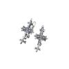 Klassische Gothic-Kreuzohrringe für Damen Stilvolles Einzigartiges Design Vintage Schwarze Silberne Blume Ohrringe