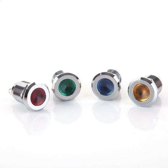 1 stk 12 mm 6/12/24/220V minisignaler Strømforsyning LED metallindikatorlampe