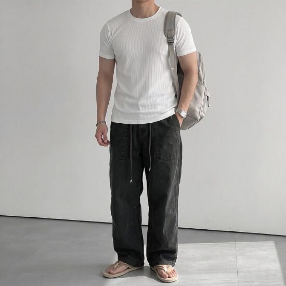 Onl Men Ribbed Crop Semi Muscle FiT ShorT Sleeve T shirT