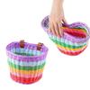 Kids Bikes Front Basket Rainbow Color Plastic Wovens Bikes Basket Easily Install