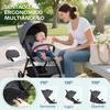 Faltbarer Kinderwagen, Verstellbare Rückenlehne, Fußstütze, Verdeck, Einkaufskorb, Gurtsystem, 15 kg, Dunkelgrau