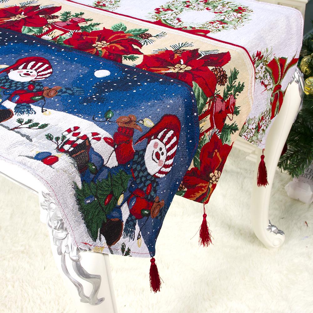 Christmas Printed Decorative Linen Tablecloth Oilproof Thick