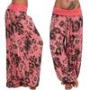 Women's High Waist Printed Harem Pants Loose Wide Leg Long Trousers Elastic Fold Waist Casual Bohemian Digital Print Baggy Pants