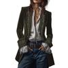 Women's Velvet Vintage Long-sleeved Cardigan with A Casual Opening and Mid-length Coat