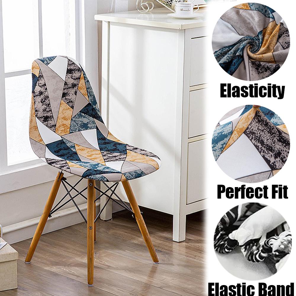 Elastic Printed Dining Chair Cover Back Chair Covers Household Chair Covers Special-Shaped Office Home Removable Fundas Sillas