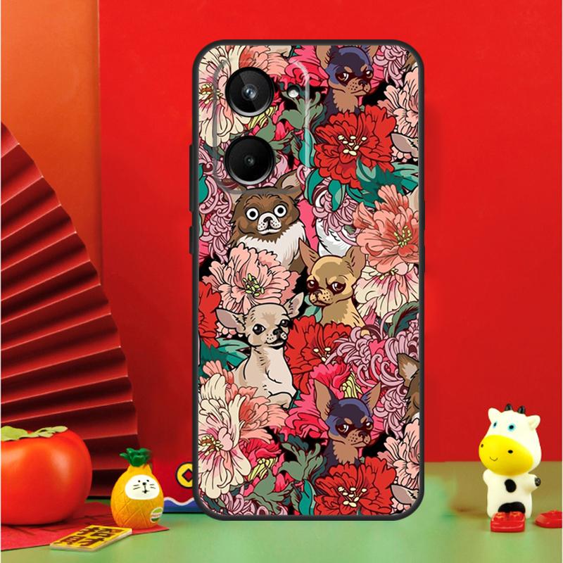 Chihuahua Face Floral Dog For Realme C35 C53 C55 C67 GT Neo 6 GT5 9 10 11 12 Pro Plus C25S C21Y C30 C31 C33 C51 Case