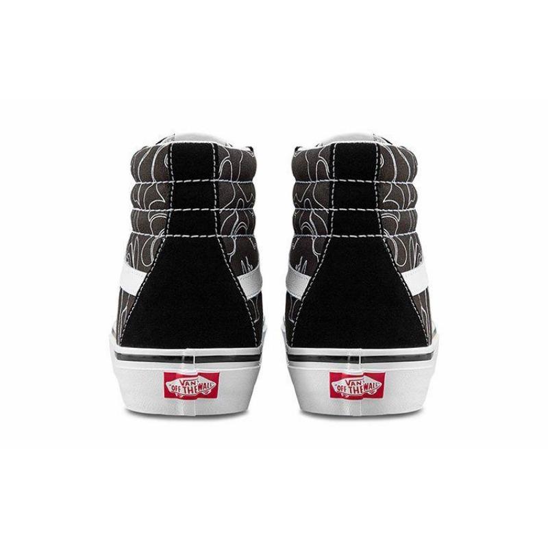 A BATHING APE x Vans SK8-Hi 38 DX Tela Pelle Scamosciata Divisa Collaborazione Resistente all'Usura Leggerezza Scarpe da Skate Unisex High Top Nere VN0A38GF7BG