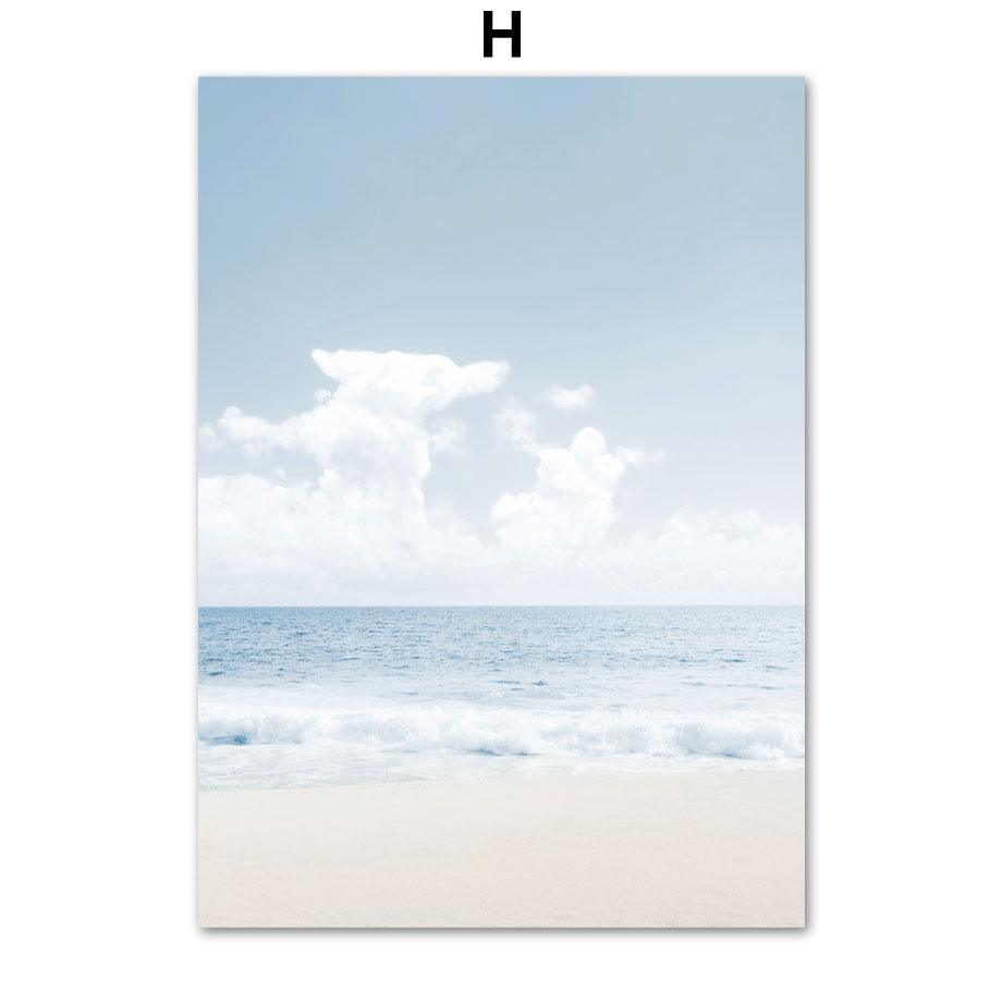 Summer Sea Ocean Beach Landscape Nature Wall Art Canvas - Modern Simple Nordic Style Bedroom Poster Print