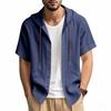 Summer Men's Lightweight Breathable Linen Loose-Fit Hooded Short-Sleeved Shirt