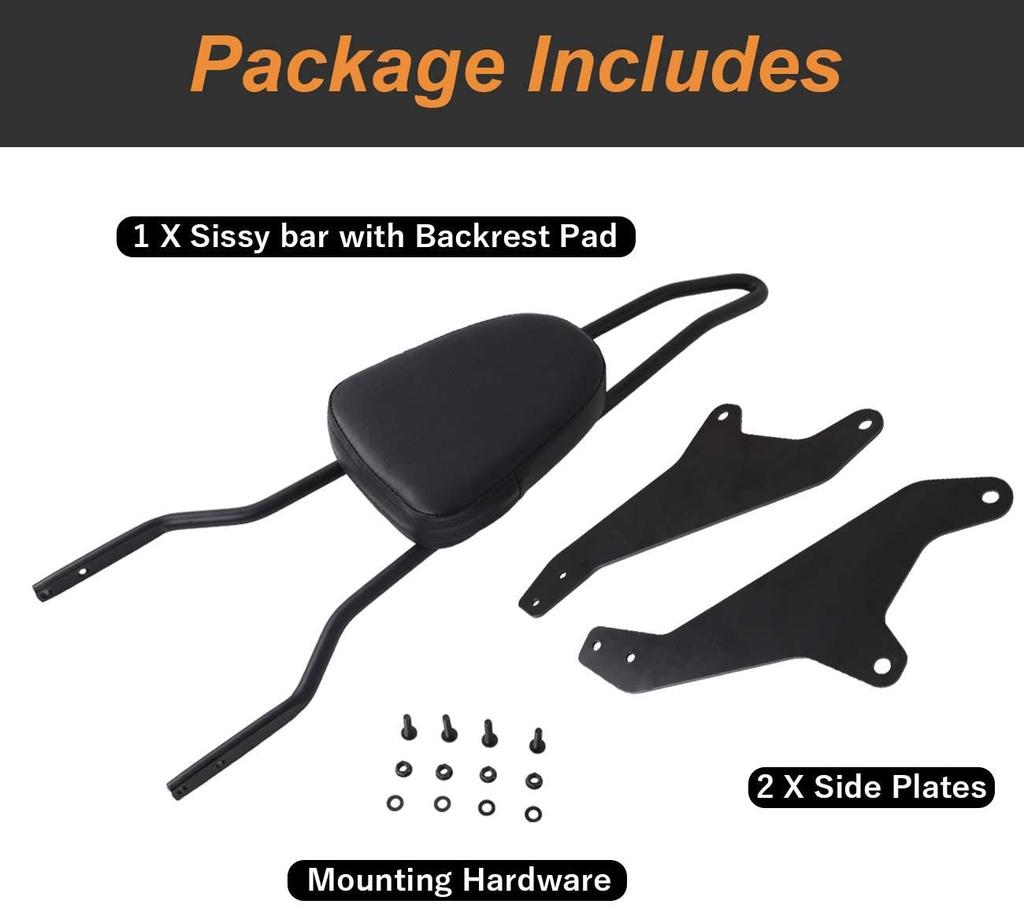 Motorcycle Rear Passenger  Seat With Detachable  Backrest Bar+Cushion Motor Accessories