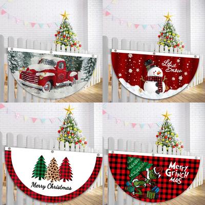 Christmas Outdoor Cartoon Fan-Shaped Hanging Flag Decoration