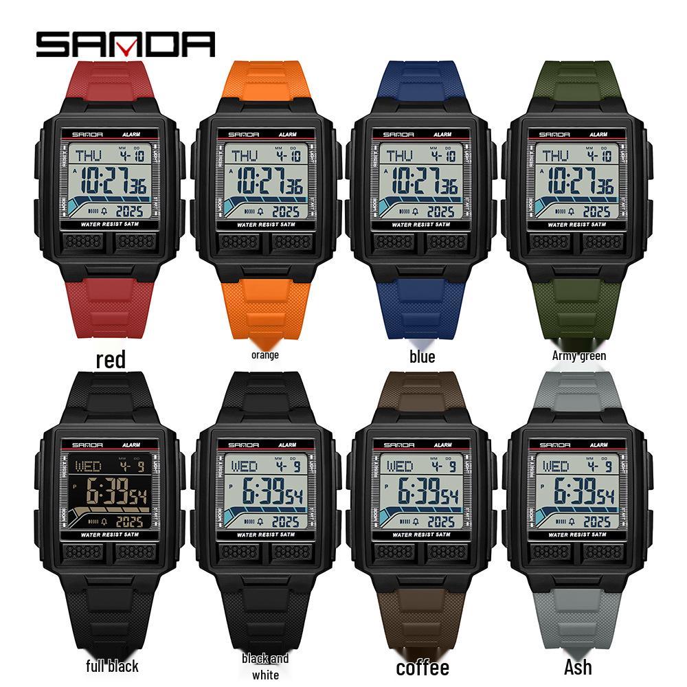 SANDA Youth Sports Luminous Waterproof Multifunction Watch with World Time & Alarm