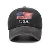 Washed Distressed Baseball Cap Embroider Peaked Cap Usaembroidered Baseball Cap with Large Brim